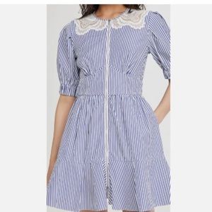 Self Portrait Blue/White Stripe Cotton Dress size 4